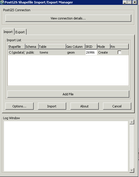 PostGIS shapefile GUI loader
