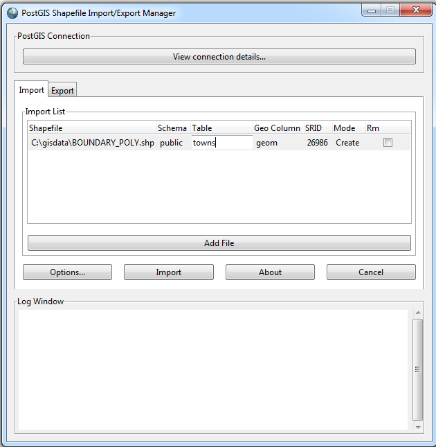 PostGIS shapefile GUI loader