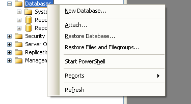 New database on SQL Server 2008